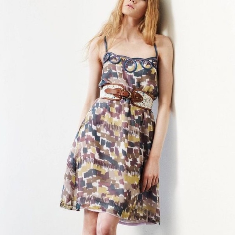 ANTHROPOLOGIE Wendy Katlen Silk Loops Blocks Dress